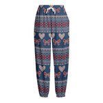 Valentine's Day Knitted Pattern Print Fleece Lined Knit Pants