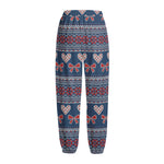 Valentine's Day Knitted Pattern Print Fleece Lined Knit Pants