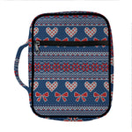 Valentine's Day Knitted Pattern Print Front Pocket Bible Bag