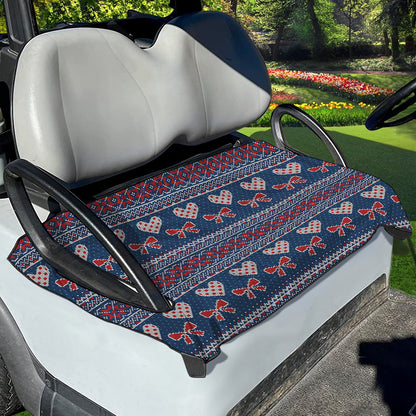 Valentine's Day Knitted Pattern Print Golf Cart Seat Cover
