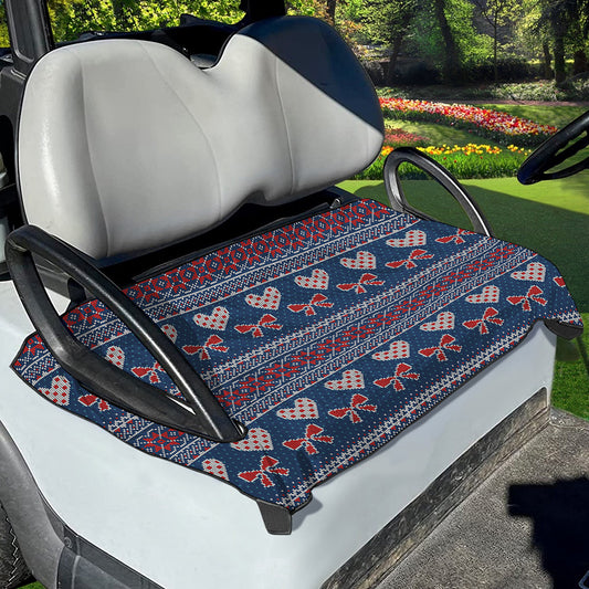 Valentine's Day Knitted Pattern Print Golf Cart Seat Cover