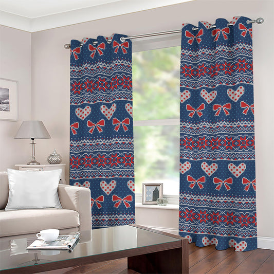 Valentine's Day Knitted Pattern Print Grommet Curtains