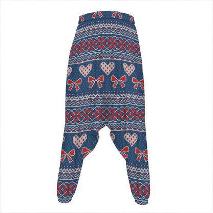 Valentine's Day Knitted Pattern Print Hammer Pants