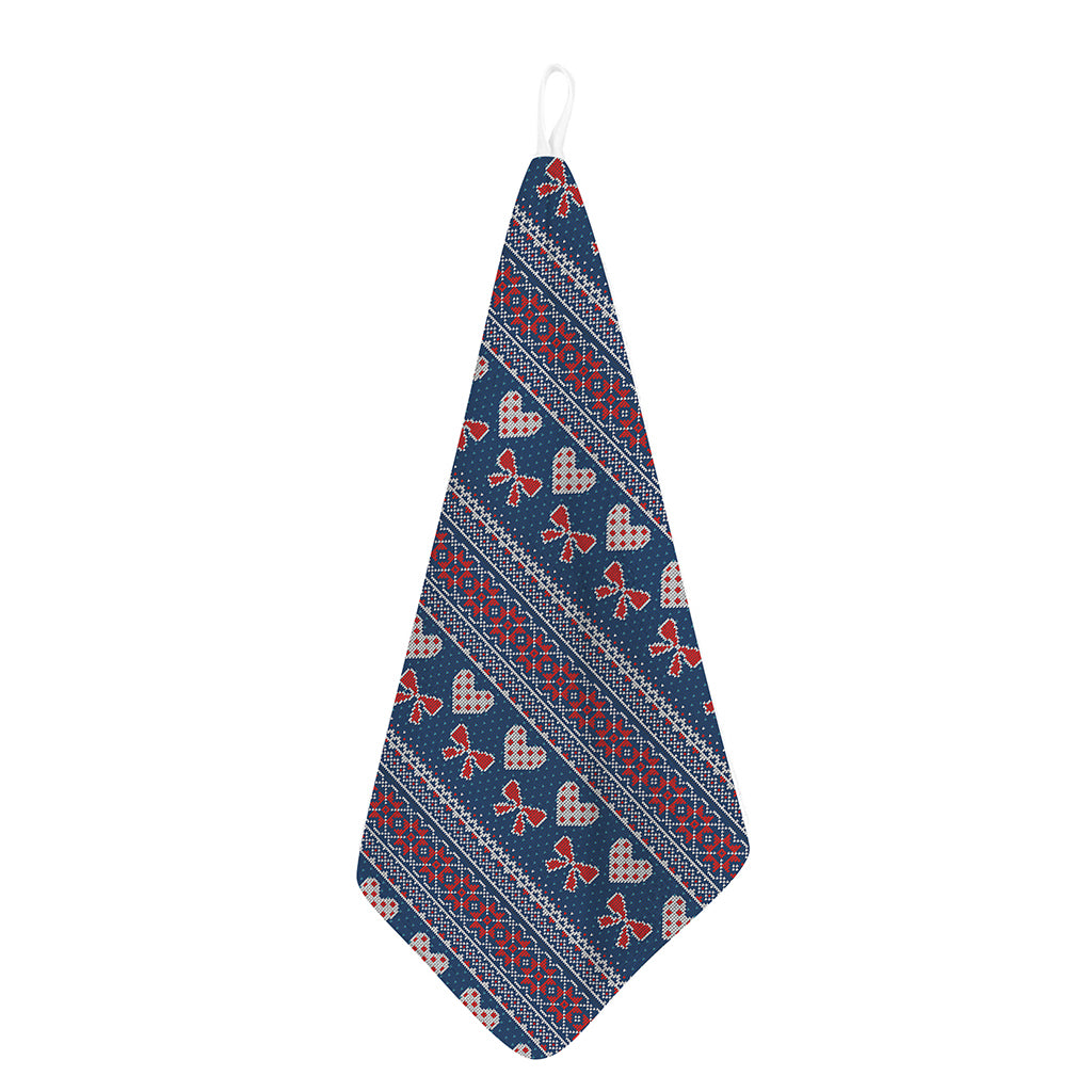 Valentine's Day Knitted Pattern Print Hand Towel