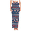 Valentine's Day Knitted Pattern Print High Slit Maxi Skirt