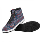 Valentine's Day Knitted Pattern Print High Top Leather Sneakers