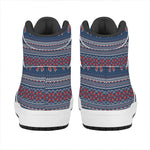 Valentine's Day Knitted Pattern Print High Top Leather Sneakers