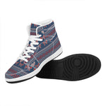 Valentine's Day Knitted Pattern Print High Top Leather Sneakers