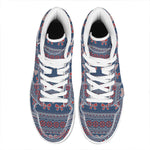 Valentine's Day Knitted Pattern Print High Top Leather Sneakers