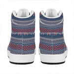 Valentine's Day Knitted Pattern Print High Top Leather Sneakers