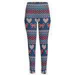 Valentine's Day Knitted Pattern Print High-Waisted Pocket Leggings