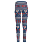 Valentine's Day Knitted Pattern Print High-Waisted Pocket Leggings
