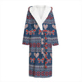 Valentine's Day Knitted Pattern Print Hooded Bathrobe