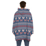 Valentine's Day Knitted Pattern Print Hoodie Blanket