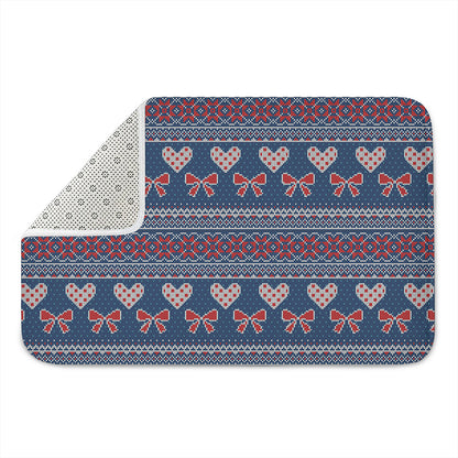 Valentine's Day Knitted Pattern Print Indoor Door Mat