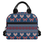 Valentine's Day Knitted Pattern Print Insulated Lunch Bag