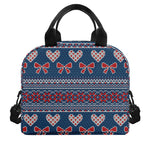 Valentine's Day Knitted Pattern Print Insulated Lunch Bag