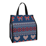 Valentine's Day Knitted Pattern Print Insulated Lunch Tote