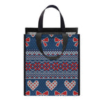 Valentine's Day Knitted Pattern Print Insulated Lunch Tote