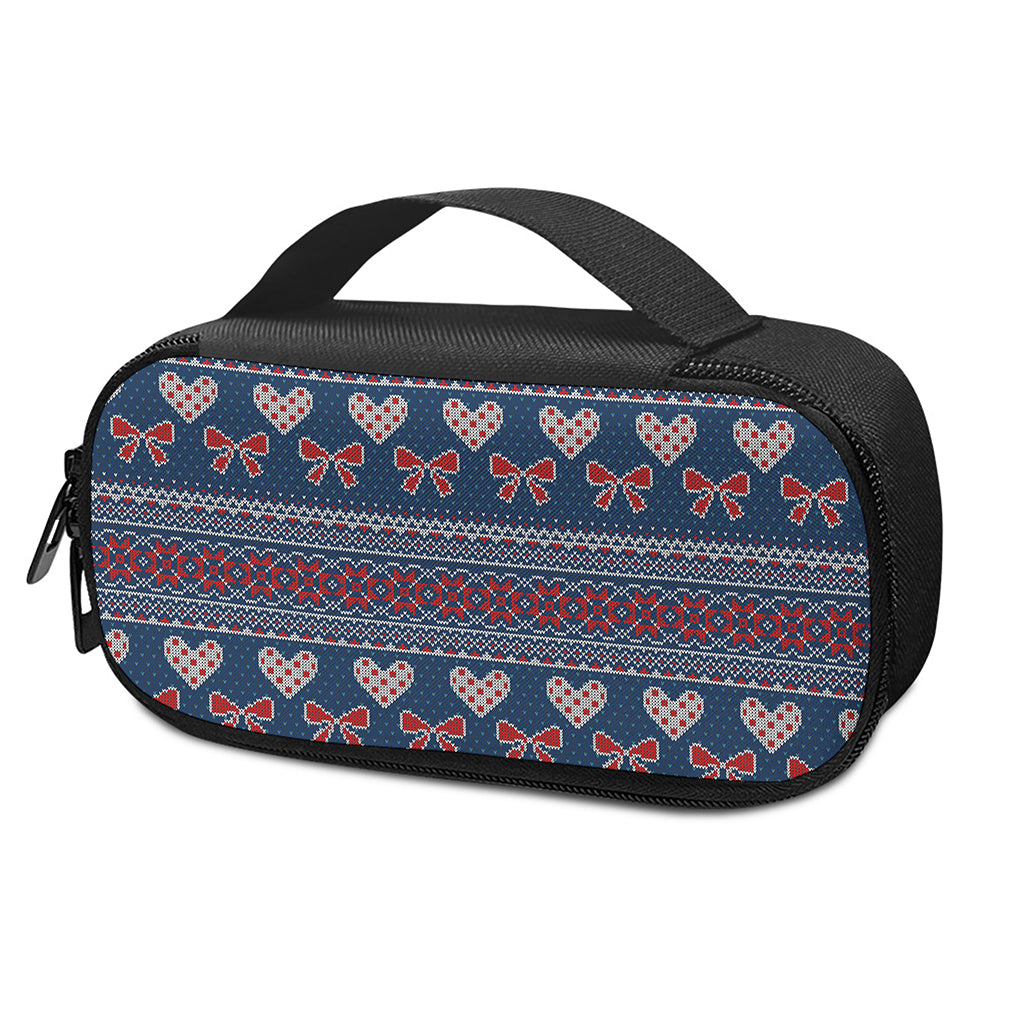 Valentine's Day Knitted Pattern Print Insulin Cooler Travel Case