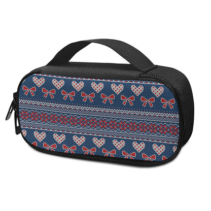 Valentine's Day Knitted Pattern Print Insulin Cooler Travel Case