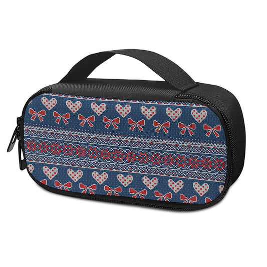 Valentine's Day Knitted Pattern Print Insulin Cooler Travel Case