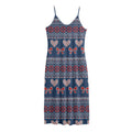 Valentine's Day Knitted Pattern Print Jersey Midi Cami Dress
