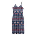 Valentine's Day Knitted Pattern Print Jersey Midi Cami Dress