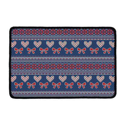 Valentine's Day Knitted Pattern Print Kitchen Mat