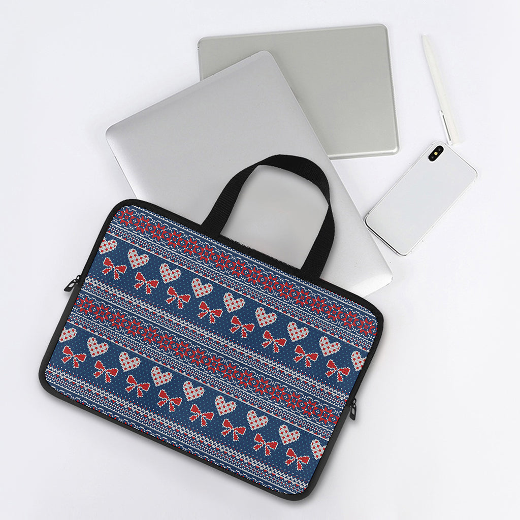 Valentine's Day Knitted Pattern Print Laptop Sleeve With Handle