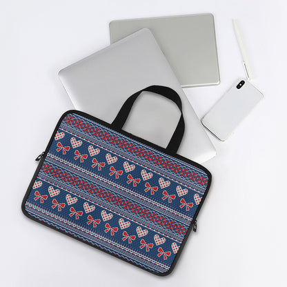 Valentine's Day Knitted Pattern Print Laptop Sleeve With Handle