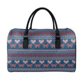Valentine's Day Knitted Pattern Print Leather Duffel Bag