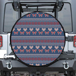 Valentine's Day Knitted Pattern Print Leather Spare Tire Cover