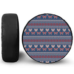 Valentine's Day Knitted Pattern Print Leather Spare Tire Cover