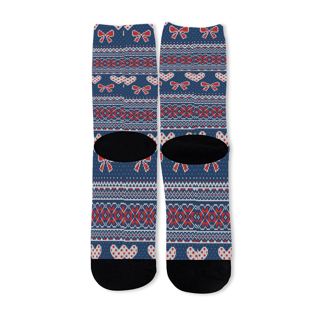 Valentine's Day Knitted Pattern Print Long Socks