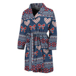 Valentine's Day Knitted Pattern Print Men's Bathrobe