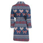 Valentine's Day Knitted Pattern Print Men's Bathrobe