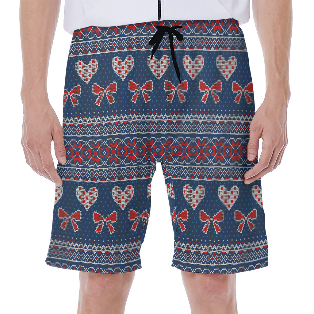 Valentine's Day Knitted Pattern Print Men's Beach Shorts