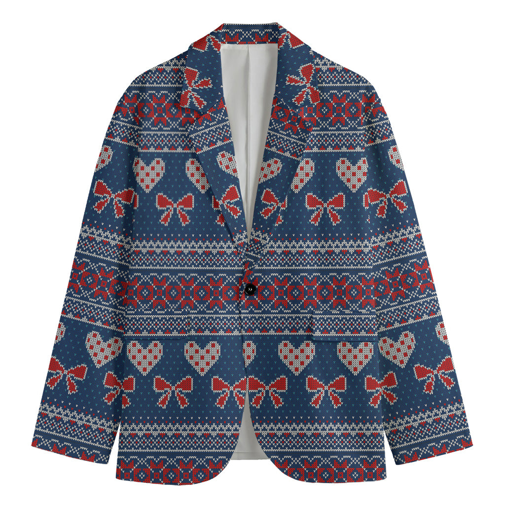 Valentine's Day Knitted Pattern Print Men's Blazer