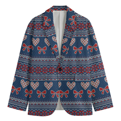 Valentine's Day Knitted Pattern Print Men's Blazer