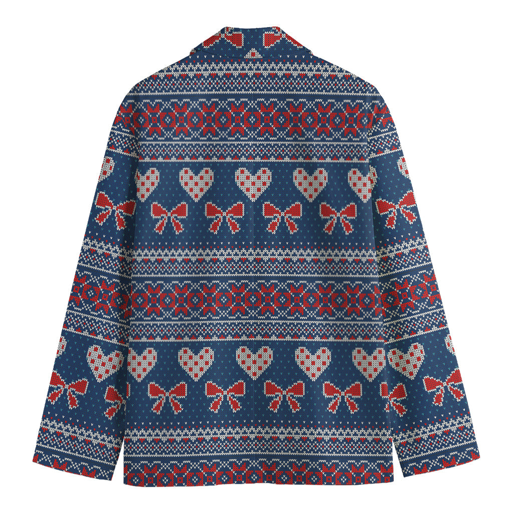 Valentine's Day Knitted Pattern Print Men's Blazer