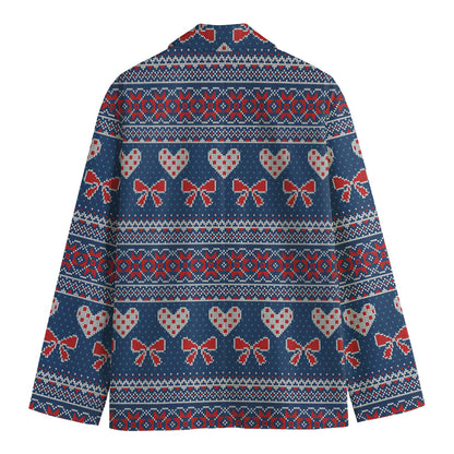 Valentine's Day Knitted Pattern Print Men's Blazer