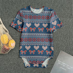 Valentine's Day Knitted Pattern Print Men's Bodysuit