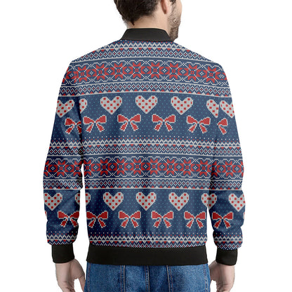 Valentine's Day Knitted Pattern Print Men's Bomber Jacket