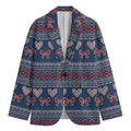 Valentine's Day Knitted Pattern Print Men's Cotton Blazer