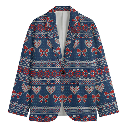 Valentine's Day Knitted Pattern Print Men's Cotton Blazer