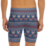 Valentine's Day Knitted Pattern Print Men's Long Boxer Briefs