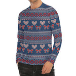 Valentine's Day Knitted Pattern Print Men's Long Sleeve Rash Guard