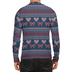 Valentine's Day Knitted Pattern Print Men's Long Sleeve Rash Guard