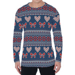 Valentine's Day Knitted Pattern Print Men's Long Sleeve T-Shirt
